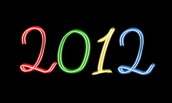 Happy new year 2012 message over black background