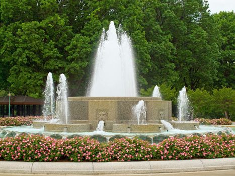 Water from a Fountain Shooting into the Air