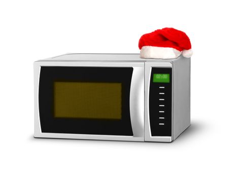 Christmas microwave over white