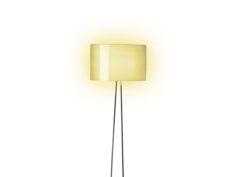 Tall Lamp with Orange shade isolated with clipping path