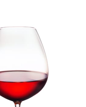 Glass of red wine on a white background