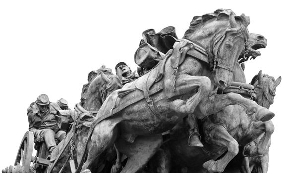 Civil War Memorial Statue at the U.S. Capitol Building in Washington DC in Black and White