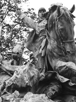 Civil War Memorial Statue at the U.S. Capitol Building in Washington DC in Black and White