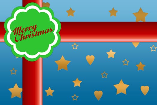 A ribbon and bow on a blue background, christmas present