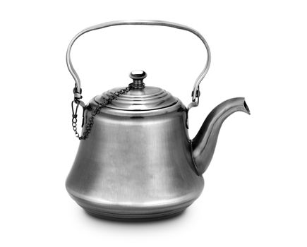 metal tea pot on a white background