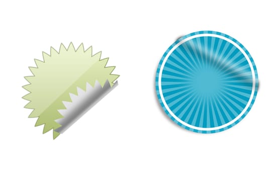 Green and blue round sticker or label