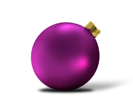 glittering purple christmas bauble over white