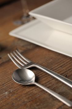 Close-up of silverware , on the dining table.