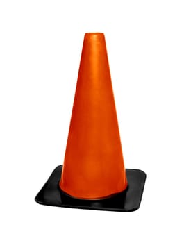 Orange plastic cone isolated on white background
