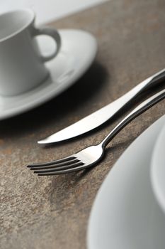 Close-up of silverware , on the dining table.