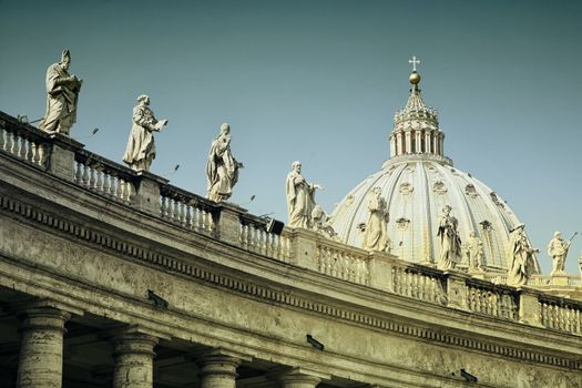 The Papal Basilica of Saint Peter in the Vatican seen from Saint Peters Square.