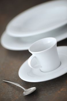cup on table, close up, shallow dof