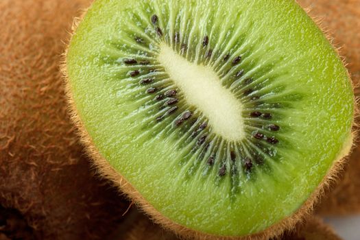 Macro view of a kiwi fruit.