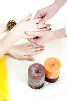 Hands massage in the spa salon