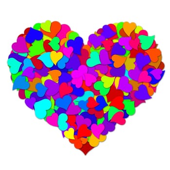 Colorful Hearts Forming Big Valentines Day Heart Shape Design Illustration