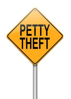 Illustration depicting a sign with a petty theft concept.