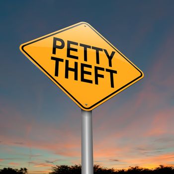 Illustration depicting a sign with a petty theft concept.