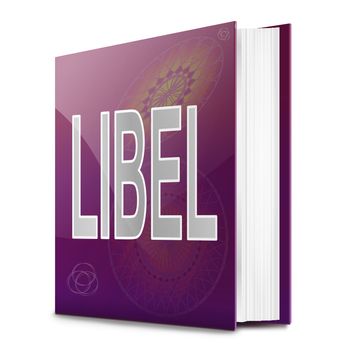 Illustration depicting a text book with a libel concept title. White background.