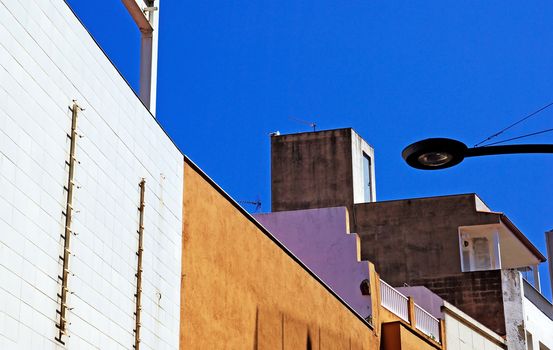 Modern buildings and street light. lloret de Mar, Spain.