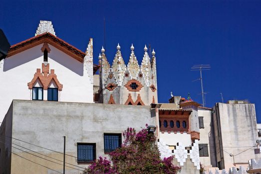 Church with beautiful architecture and ornament. Lloret de Mar, Costa Brava Spain.