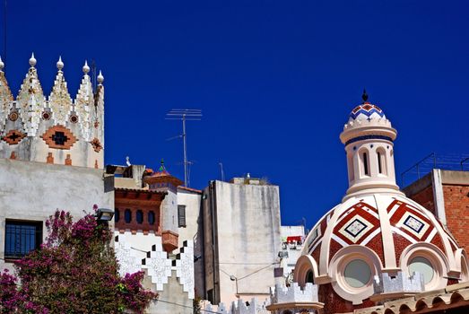 Church with beautiful architecture and ornament. Lloret de Mar, Costa Brava Spain.