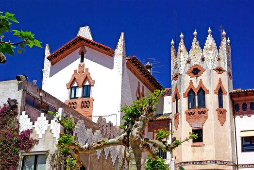 Church with beautiful architecture and ornament. Lloret de Mar, Costa Brava Spain.