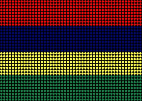 Illustration of an abstract Mauritius Flag made of dots
