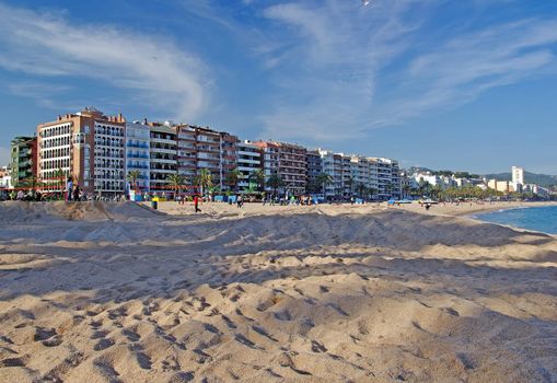 Cityscape of Lloret de Mar spanish town. Mediterranean sea.