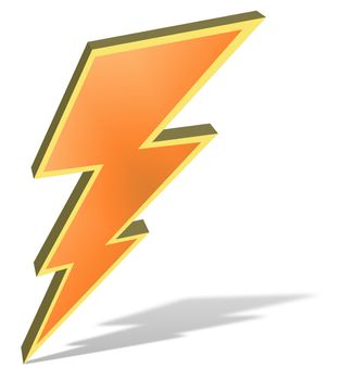Illustration of a bolt of lightning isolated with drop shadow