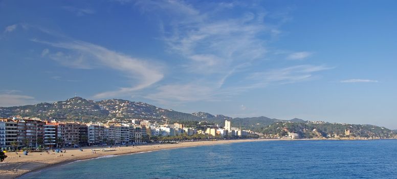 Panoramic view of Lloret de Mar village. Costa Brava, Spain.