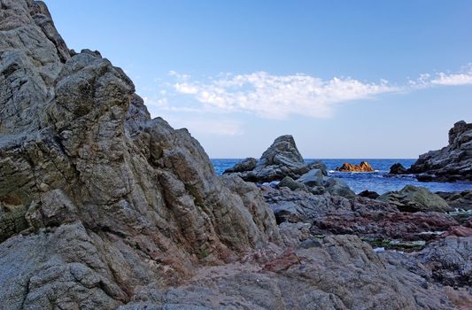 Rocks at the coastline. Mediterranean landscape.