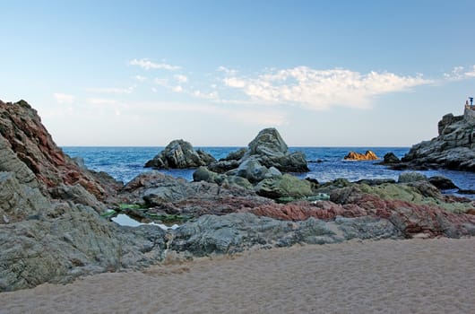 Rocks at the coastline. Mediterranean landscape.