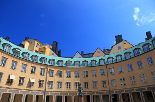 Big old yellow architecture in Stockholm, Sweden.