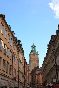 Old Stockholm narrow street. Sweden Europe.