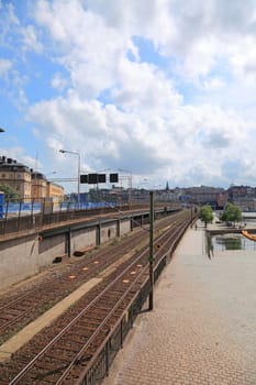 Railroad in center of Stockholm city.