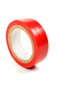 Red insulating tape isolated on white background.