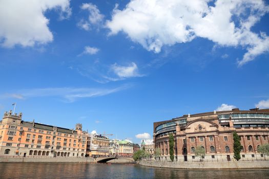 Stockholm city view, Parlament building, Gamla Stan.