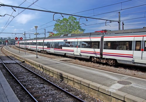 Train on station in Spain, Europe.