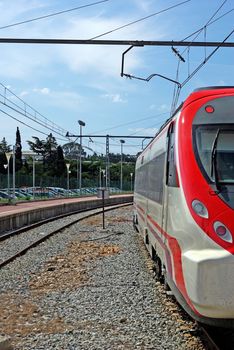 Train on station. Spain, Europe.