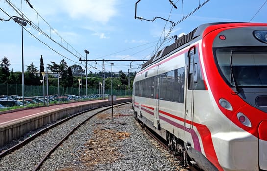 Train on station in Spain, Europe.