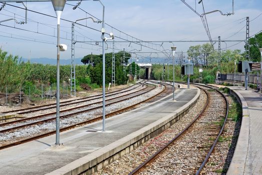 Rail way station in Blanes, Spain.