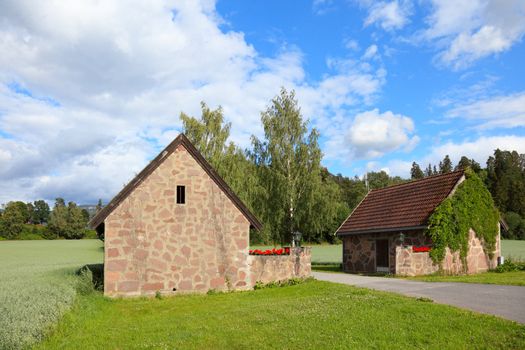 Old village houses in Norway, scandinavian Europe.