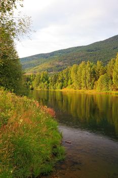 Lake in Norway before sunset in summer.