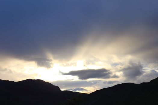 Sunset in mountains. Landscapes of Norway, scandinavian Europe.