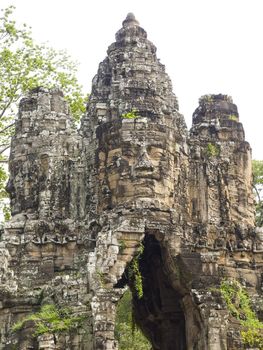 Details of the South Gate of the Angkor Thom complex, The world heritage site in Siem Reap province, Cambodia