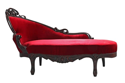 vintage luxury red sofa isolated on white background