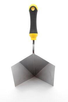 isolated of right angle lute trowel for construction industry over white background