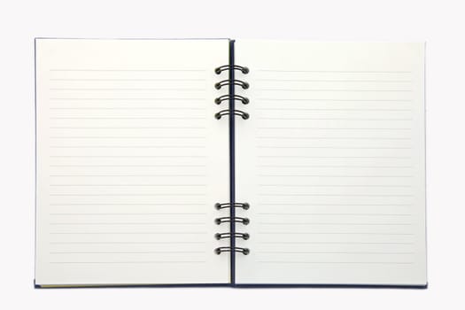 isolated of open notebook on white with ring binder