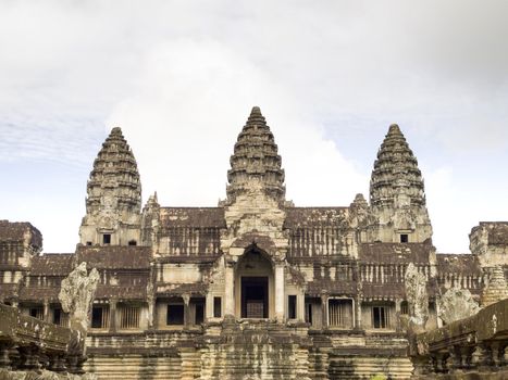 Angkor Wat from the East gate in Siem Reap, Cambodia, was inscribed on the UNESCO World Heritage List in 1992.