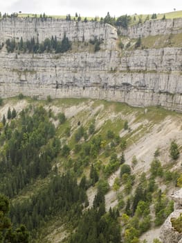 A natural rocky cirque of Creux du Van in Neuchatel, Switzerland
